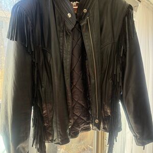 Harley-Davidson Black Leather Jacket with Fringe